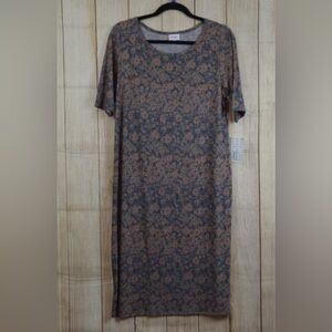 LuLaRoe Julia Gray Floral Midi Dress